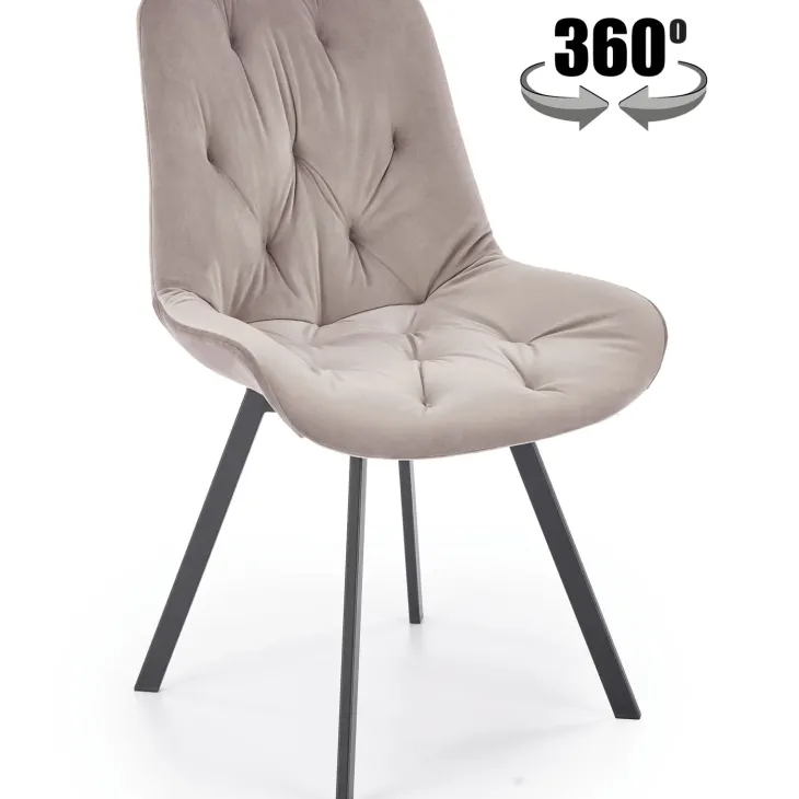Set 2 sedie sala da pranzo in velluto con funzione girevole beige Sango