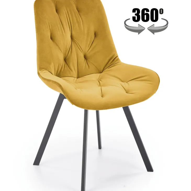 Set 2 sedie sala da pranzo in velluto con funzione girevole giallo senape Sango