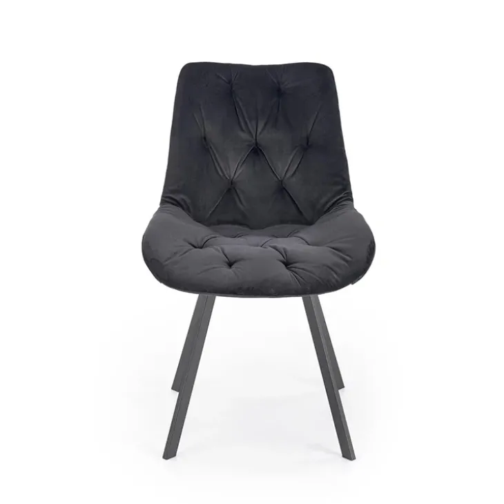 Set 2 sedie sala da pranzo in velluto con funzione girevole nero Sango