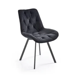 Set 2 sedie sala da pranzo in velluto con funzione girevole nero Sango