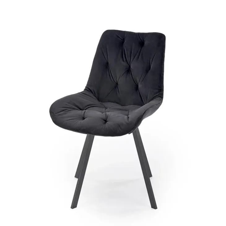 Set 2 sedie sala da pranzo in velluto con funzione girevole nero Sango