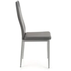 Set 4 sedie sala da pranzo moderne in ecopelle grigio con gambe in acciaio Ginevra Gihome®