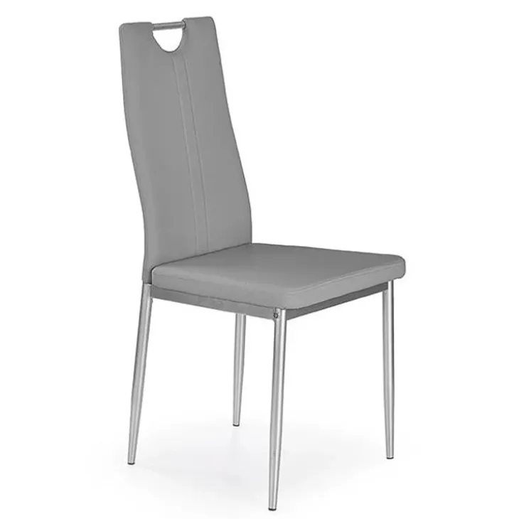 Set 4 sedie sala da pranzo moderne in ecopelle grigio con gambe in acciaio Ginevra Gihome®