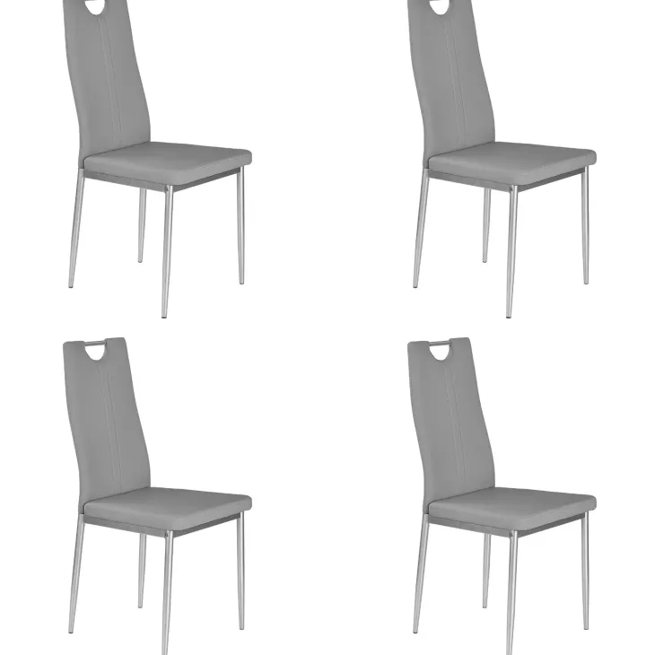 Set 4 sedie sala da pranzo moderne in ecopelle grigio con gambe in acciaio Ginevra Gihome®