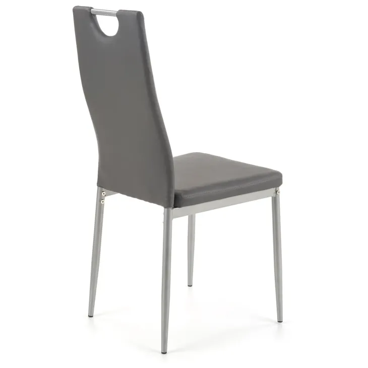 Set 4 sedie sala da pranzo moderne in ecopelle grigio con gambe in acciaio Ginevra Gihome®
