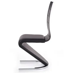 Set 2 sedie sala da pranzo moderne in ecopelle nero bianco gamba in acciaio Elina