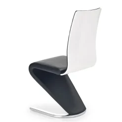 Set 2 sedie sala da pranzo moderne in ecopelle nero bianco gamba in acciaio Elina