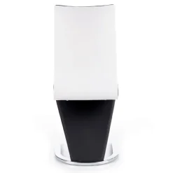 Set 2 sedie sala da pranzo moderne in ecopelle nero bianco gamba in acciaio Elina