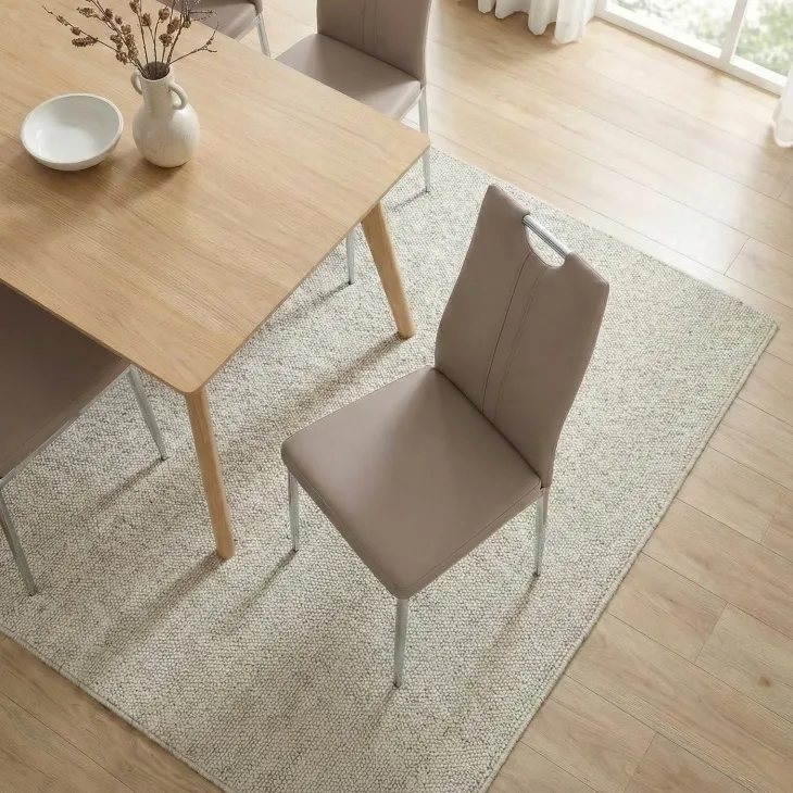 Set 4 sedie sala da pranzo moderne in ecopelle marrone con gambe in acciaio Ginevra Gihome®