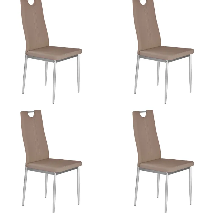 Set 4 sedie sala da pranzo moderne in ecopelle marrone con gambe in acciaio Ginevra Gihome®