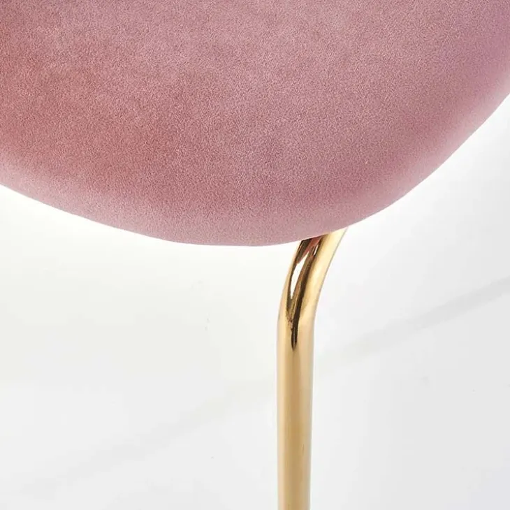 Set 4 sedie sala da pranzo moderne in velluto rosa oro Jamila