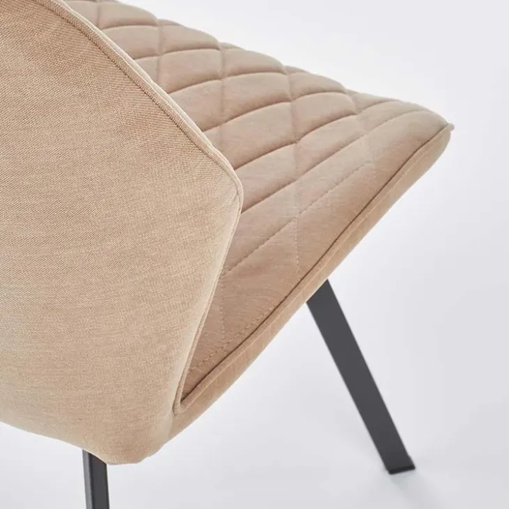 Set 4 sedie sala da pranzo moderne imbottite in tessuto beige Raven