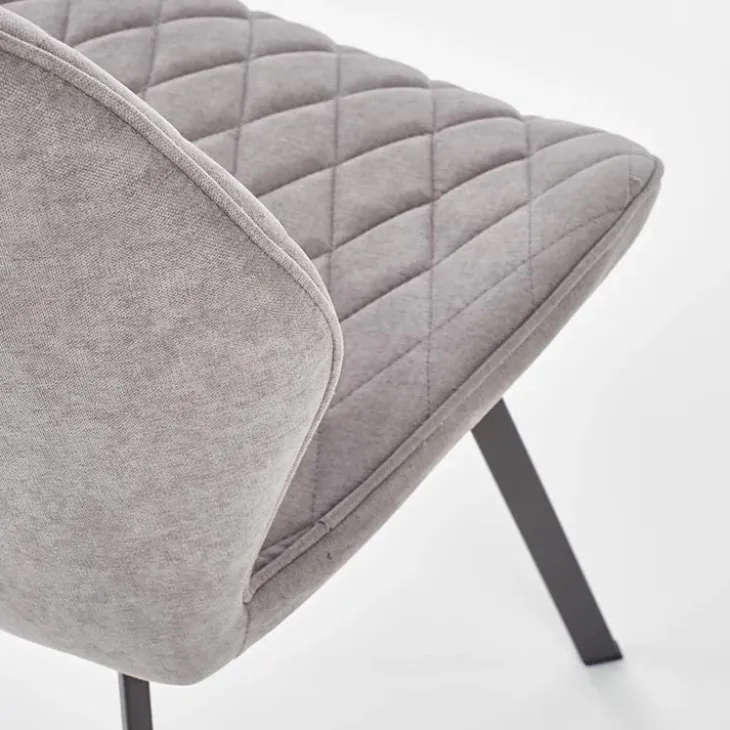 Set 4 sedie sala da pranzo moderne imbottite in tessuto grigio Raven