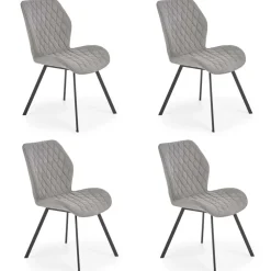 Set 4 sedie sala da pranzo moderne imbottite in tessuto grigio Raven