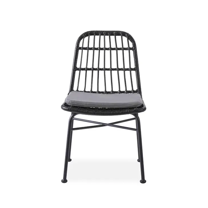 Set 4 sedie sala da pranzo moderne in rattan nero Alicia