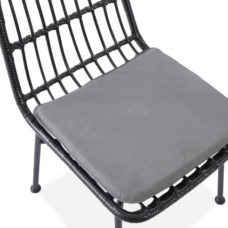 Set 4 sedie sala da pranzo moderne in rattan nero Alicia