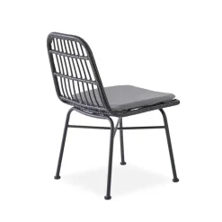 Set 4 sedie sala da pranzo moderne in rattan nero Alicia
