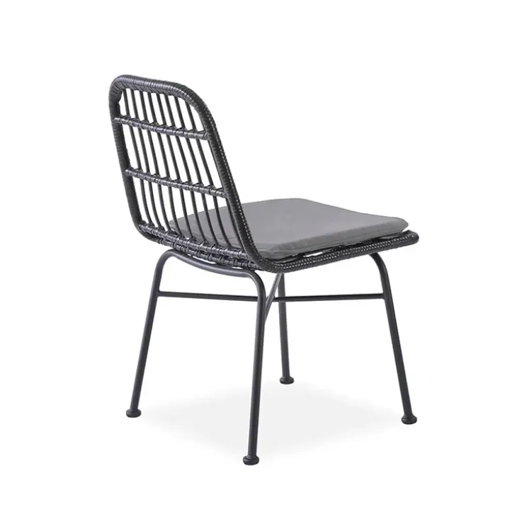 Set 4 sedie sala da pranzo moderne in rattan nero Alicia