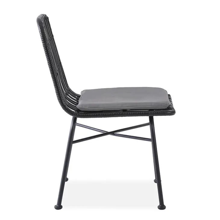 Set 4 sedie sala da pranzo moderne in rattan nero Alicia