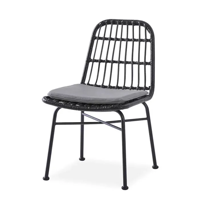 Set 4 sedie sala da pranzo moderne in rattan nero Alicia