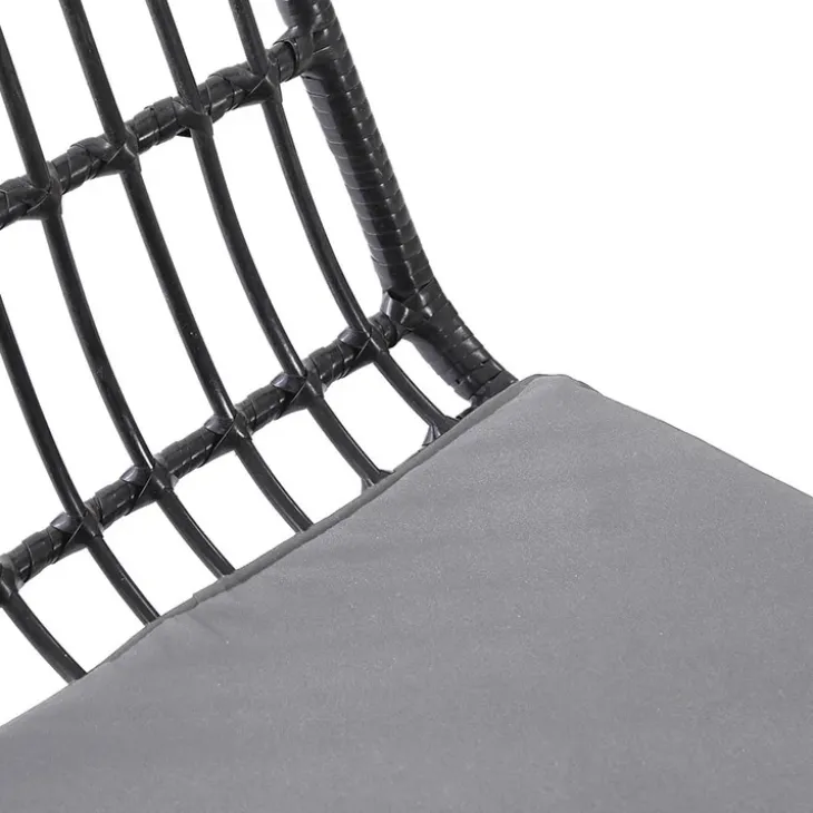 Set 4 sedie sala da pranzo moderne in rattan nero Alicia