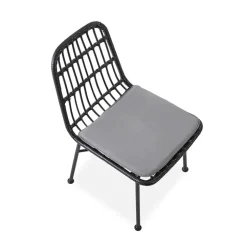 Set 4 sedie sala da pranzo moderne in rattan nero Alicia