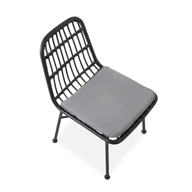 Set 4 sedie sala da pranzo moderne in rattan nero Alicia