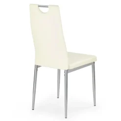 Set 4 sedie sala da pranzo moderne in ecopelle bianco avorio con gambe in acciaio Ginevra Gihome®
