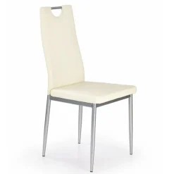 Set 4 sedie sala da pranzo moderne in ecopelle bianco avorio con gambe in acciaio Ginevra Gihome®