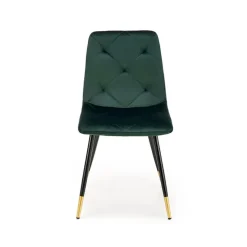 Set 4 sedie sala da pranzo moderne in velluto verde scuro oro Valkiria
