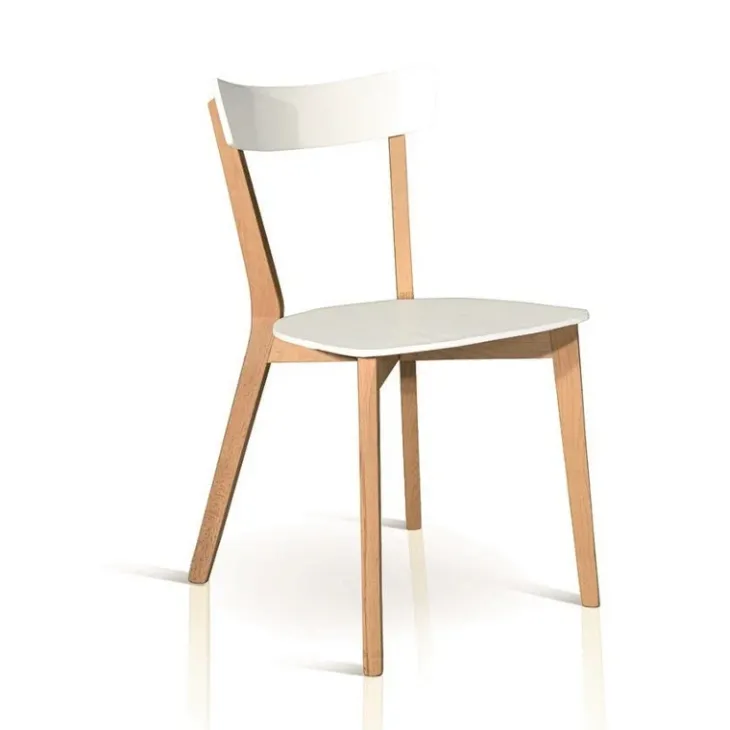 Set 4 sedie sala da pranzo stile scandinavo rovere bianco opaco Brianna