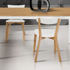 Set 4 sedie sala da pranzo stile scandinavo rovere bianco opaco Brianna