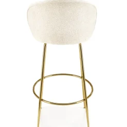 Set 2 sgabelli alti da bar in tessuto bianco panna oro Mabel
