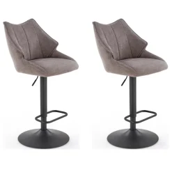 Set 2 sgabelli alti da bar regolabili in tessuto grigio Espresso
