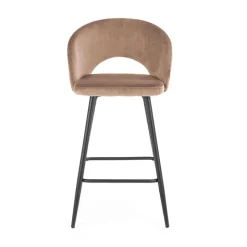 Set 2 sgabelli alti imbottiti da bar in velluto beige Fober