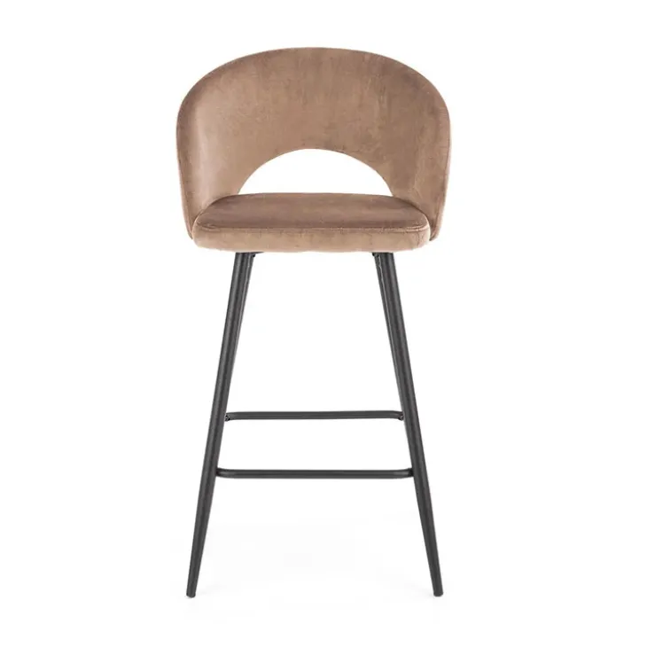 Set 2 sgabelli alti imbottiti da bar in velluto beige Fober