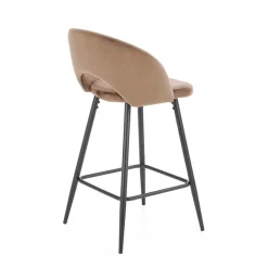 Set 2 sgabelli alti imbottiti da bar in velluto beige Fober