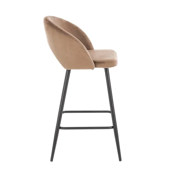 Set 2 sgabelli alti imbottiti da bar in velluto beige Fober