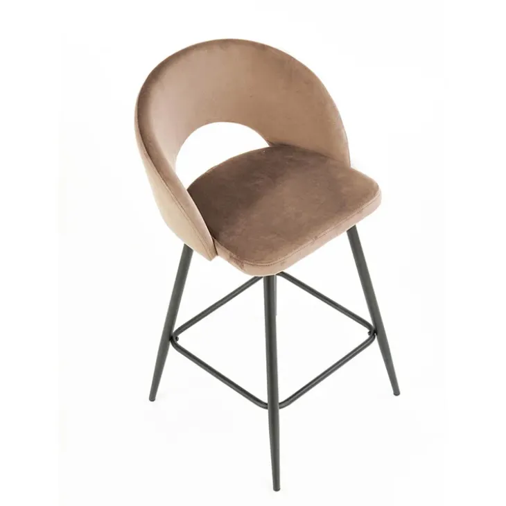 Set 2 sgabelli alti imbottiti da bar in velluto beige Fober