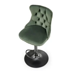 Set 2 sgabelli alti regolabili da bar imbottiti in velluto verde scuro Himeko