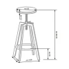 Set 2 sgabelli alti regolabili da bar industrial 63/80cm legno vite acciaio nero Zagabria