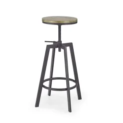 Set 2 sgabelli alti regolabili da bar industrial 63/80cm legno vite acciaio nero Zagabria