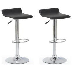 Set 2 sgabelli alti regolabili in ecopelle nero cromato Benji