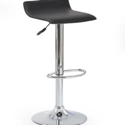 Set 2 sgabelli alti regolabili in ecopelle nero cromato Benji