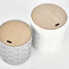 Set 2 tavolini da salotto rotondi bianchi opaco grigio Ennis