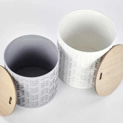 Set 2 tavolini da salotto rotondi bianchi opaco grigio Ennis