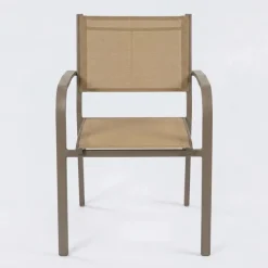 Set tavolo da giardino allungabile 200/300cm tortora + 4 sedie con braccioli tondi tortora Brezza