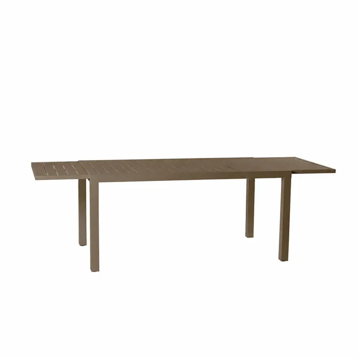 Set tavolo da giardino allungabile 160/240cm tortora + 4 sedie con braccioli tondi tortora Brezza