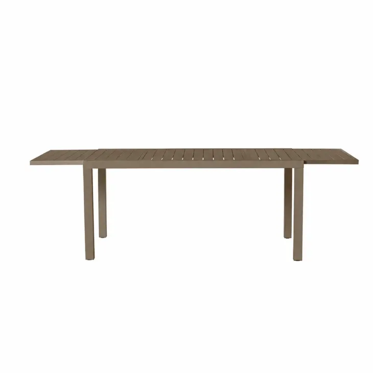 Set tavolo da giardino allungabile 160/240cm tortora + 4 sedie con braccioli tondi tortora Brezza