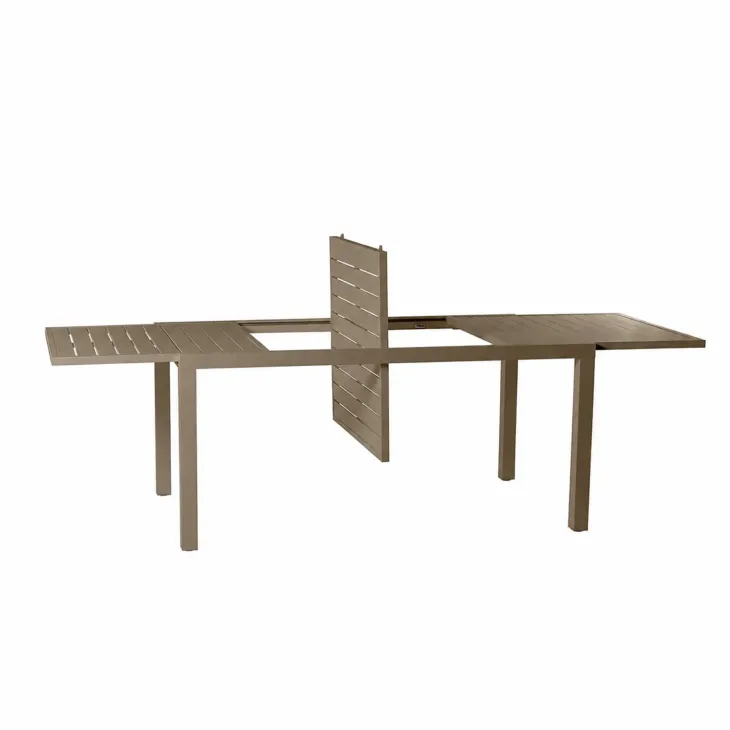 Set tavolo da giardino allungabile 160/240cm tortora + 4 sedie con braccioli tondi tortora Brezza